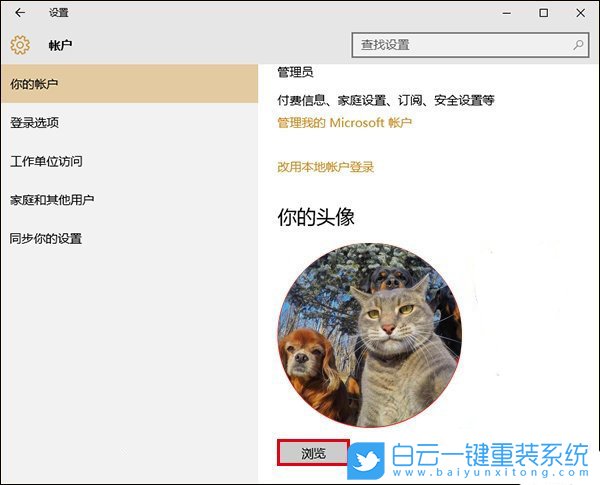 win10,账户默认头像步骤