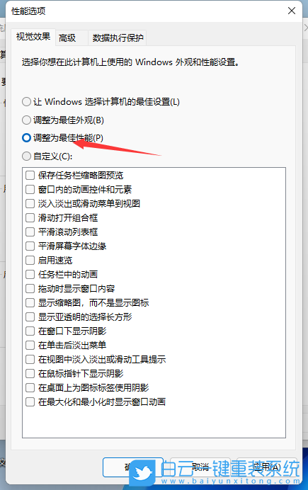 Win11,视觉效果,性能选项步骤