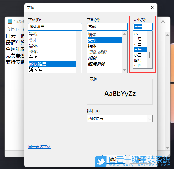 Win11,记事本,字体大小步骤