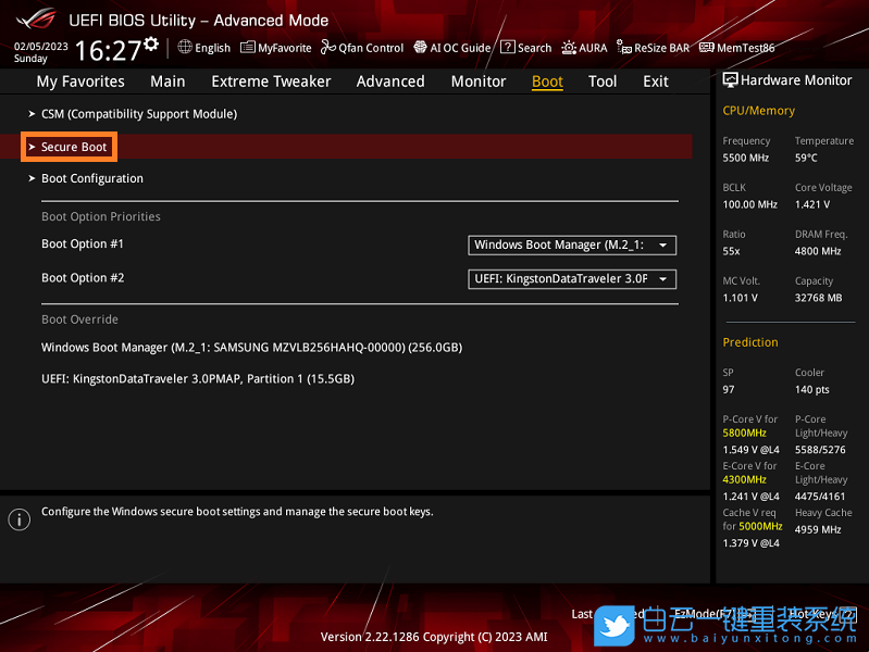 华硕主板,Z790主板,安全启动,Secure Boot步骤
